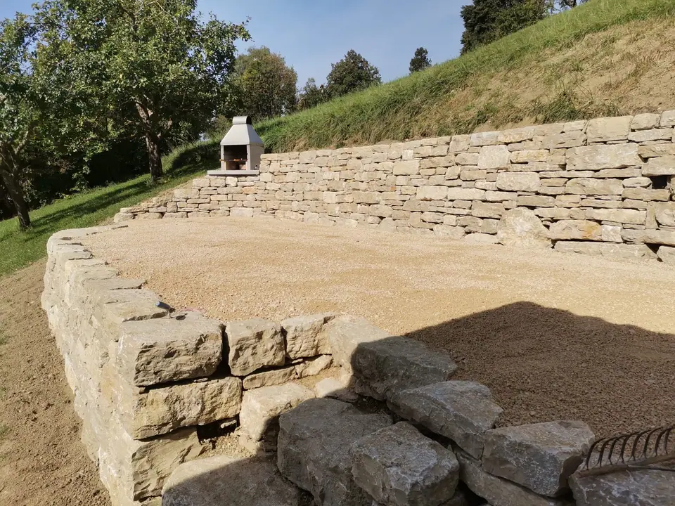 Mur en pierres sèches monté sans mortier par F. Mühlheim